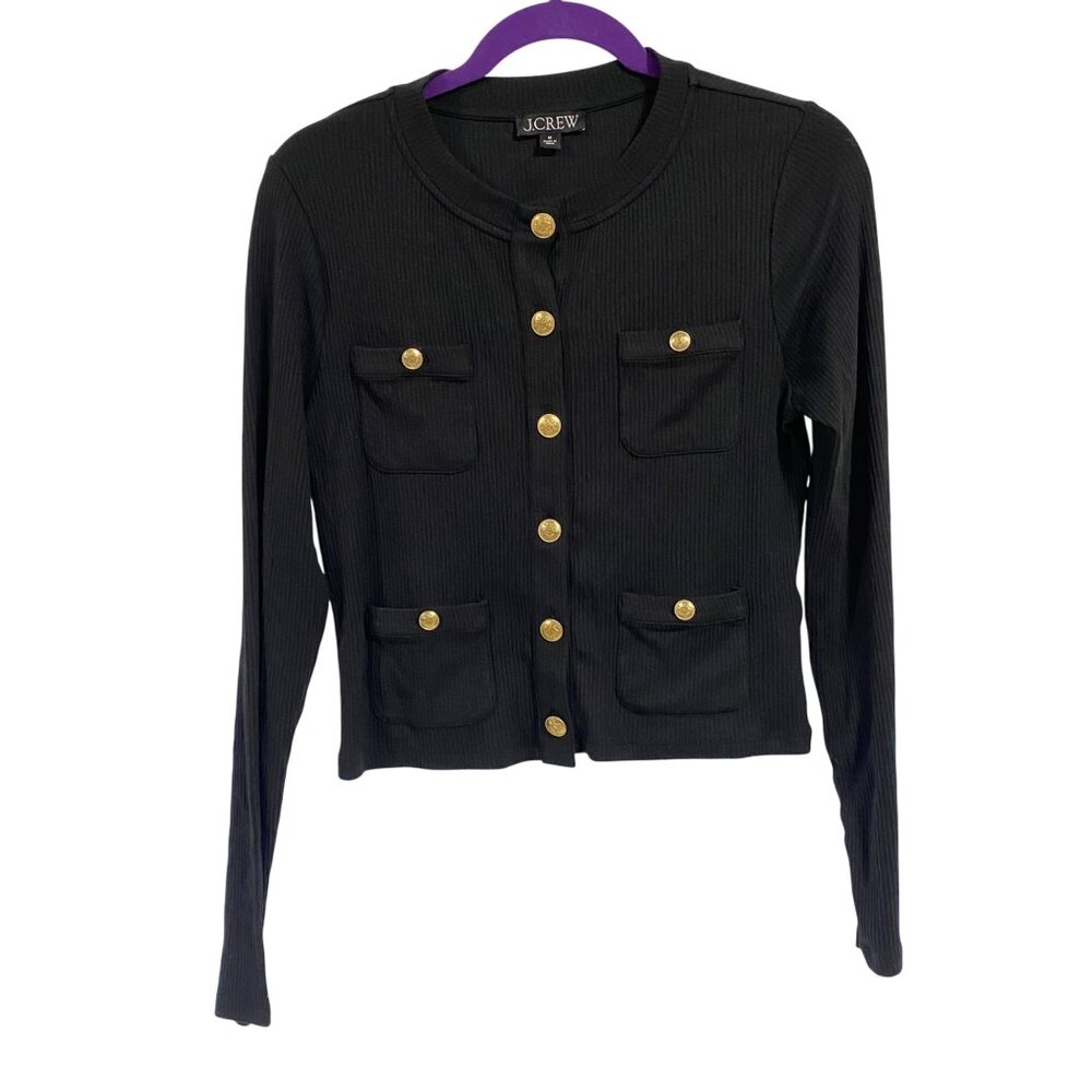J. Crew Vintage Rib Lady Jacket Blouse Size‎ M Black
